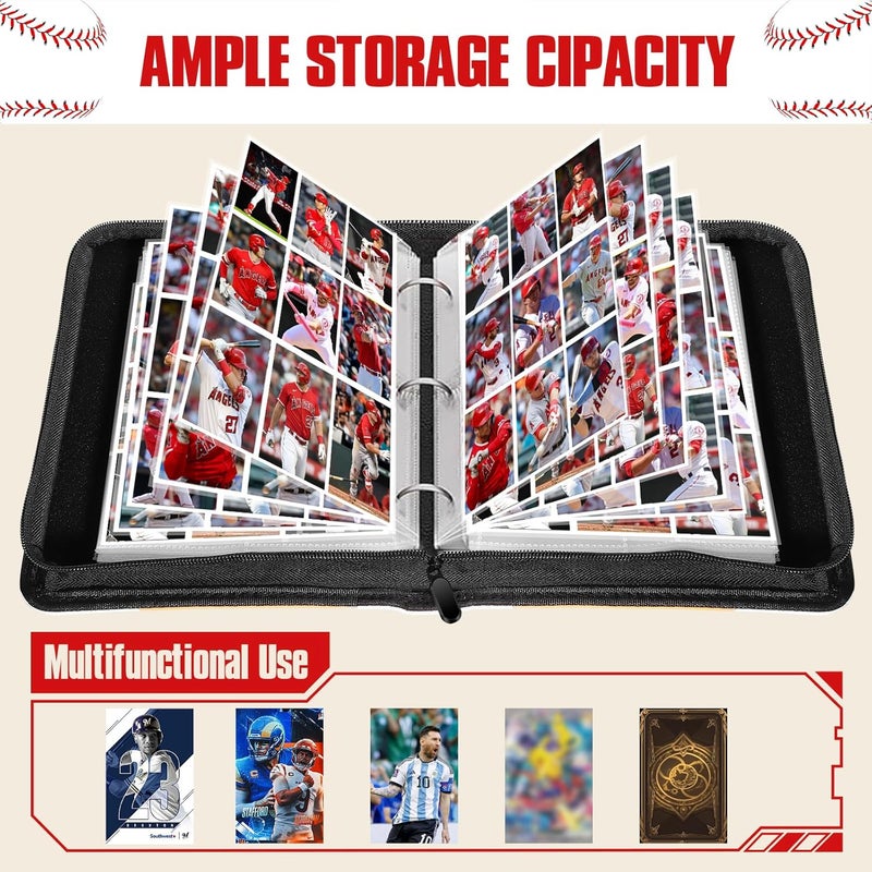 efunny Baseball Card Binder 9 Pocket Gifts for Boys Girls, Waterproof 900 Pockets Card Holder Album with 50 Removable Sleeves for Trading Card - Binder Display Storage Carrying Case for Baseball Cards - Image 3
